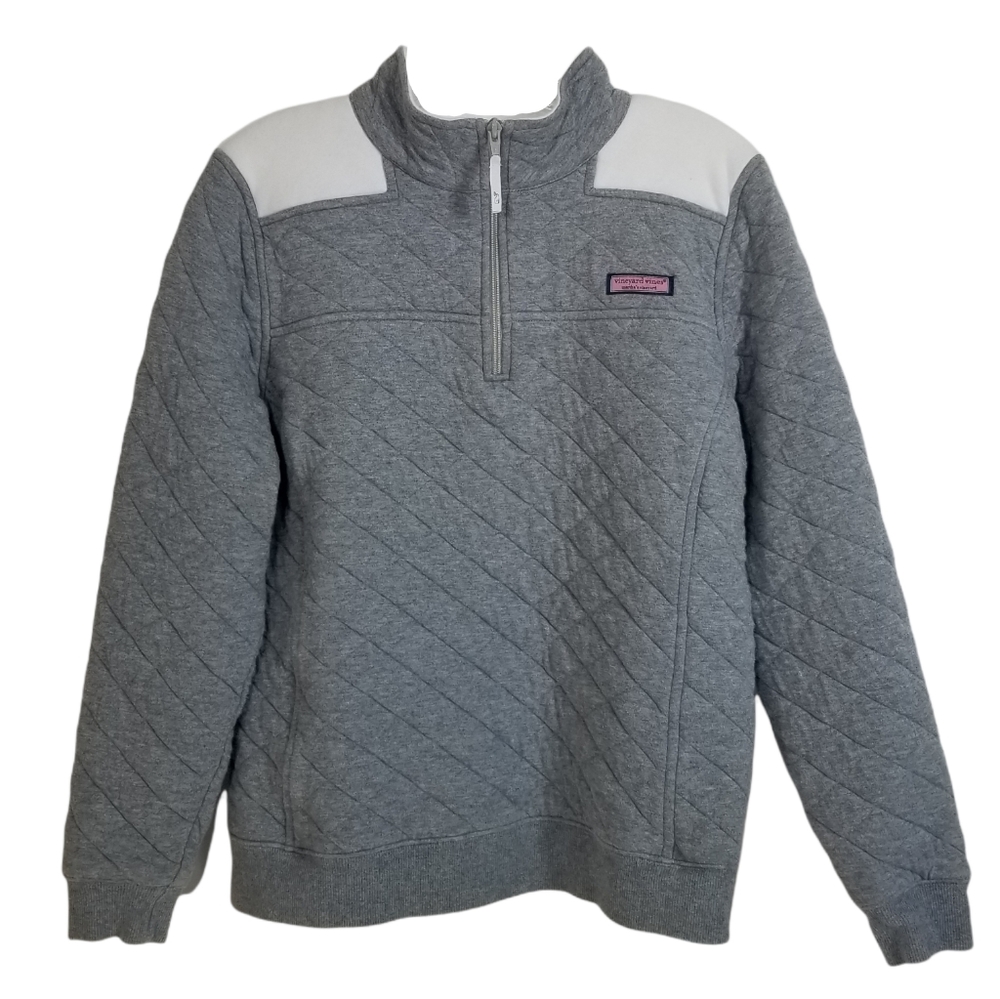VINEYARD VINES Gray Quilted 1/4 Zip Shep Shirt M